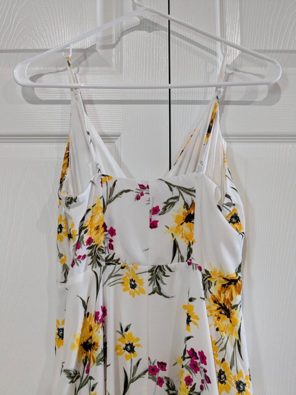 Express Women's Surplice Fit and Flare Floral Mini Cami Dress, White Yellow, XS - Picture 7 of 14